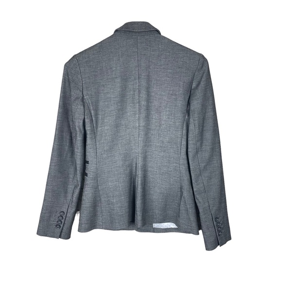 Express Gray Fitted Blazer Sz 4 Lined One Button Pockets Jacket Career - Picture 2 of 8